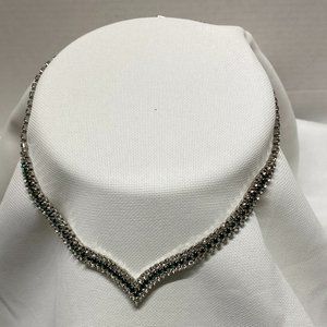 necklace gem chain green and clear pre owned